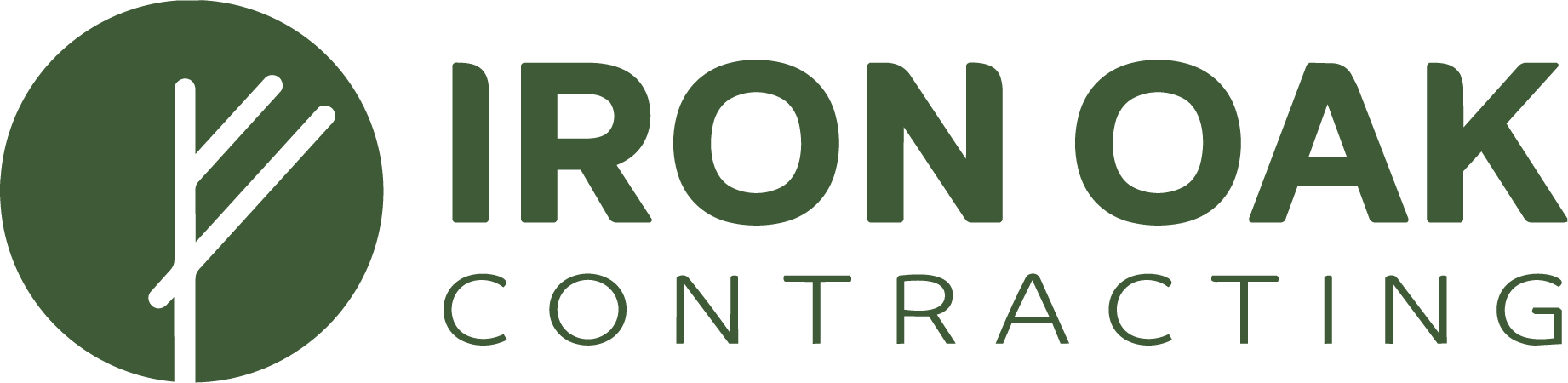 Iron Oak Contracting Design Remodel in Kansas City Logo in green